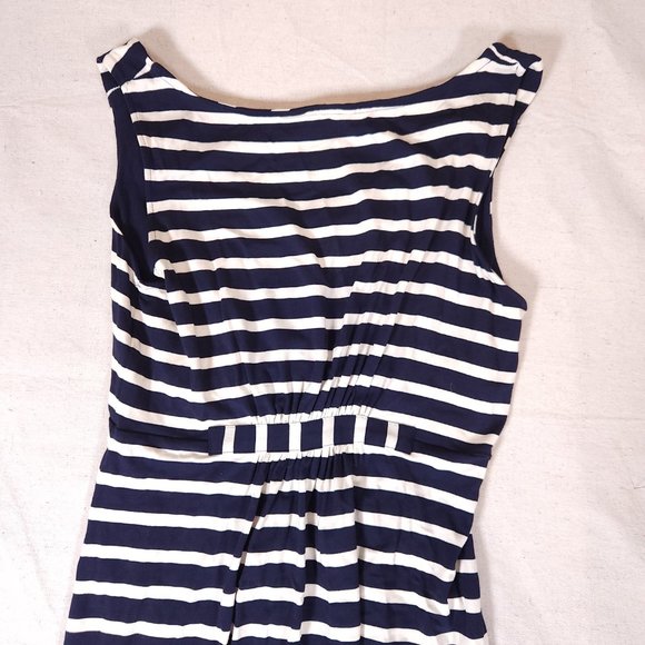 Boden Striped Maxi Dress Womens 10L Blue White Tank Sleeveless Gathers Beach - Picture 11 of 15